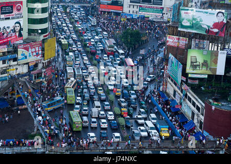 Aerial View Of The Farmgate Foot Overbridge In Dhaka City, Bangladesh ...