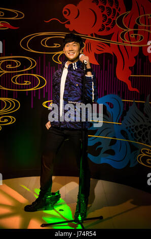 Singapore - September 15,2015 : The wax figure of JJ Lin in Madame Tussauds Singapore. Stock Photo