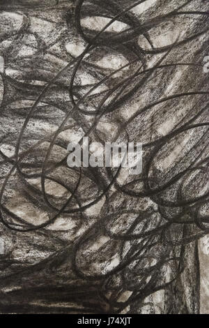 Charcoal scribbles, detail of a background on a wallpaper, art astract Stock Photo