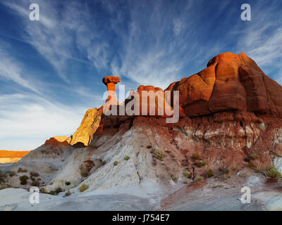 Toadstool Hoodoo amazing mushroom shaped rock in Utah desert, USA Stock Photo