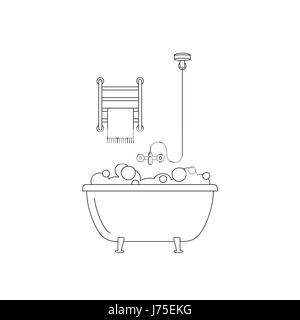 Bath line drawing. Stock Vector