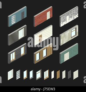 Wall patterns with doors and windows Stock Vector