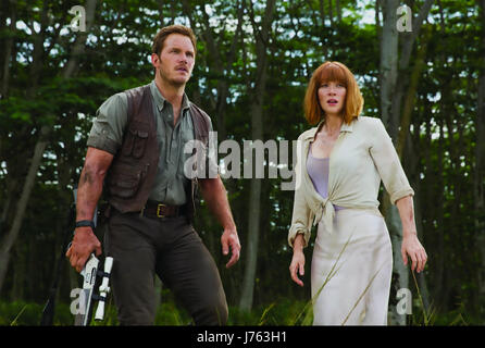 JURASSIC WORLD 2015 Universal Pictures film with Bryce Dallas Howard and Chris Pratt Stock Photo