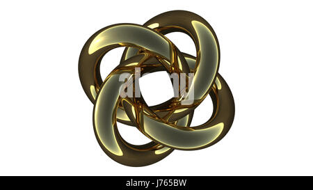 spiral rendering torus gold knot object isolated model design project concept Stock Photo