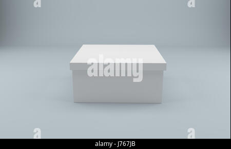 Blank closed white box. 3D rendering. Stock Photo