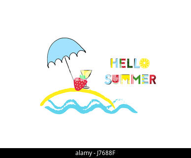 Summer graphics with fresh fruits and text Stock Photo
