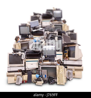 Electronic waste ready for recycling isolated on white background Stock Photo