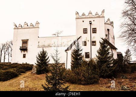 Beautiful chateau Strazky, Slovak republic. Cultural heritage. Yellow photo filter. Architectural theme. Stock Photo