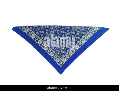 Blue, light blue kerchief-bandana with a pattern, isolated. Stock Photo