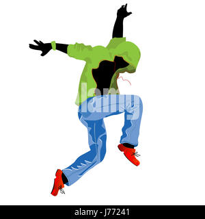 silhouette action dancer dancing girl dancing dance groove boy lad male Stock Photo