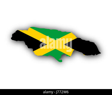 Map of Jamaica, flag map, National colors background Stock Photo - Alamy