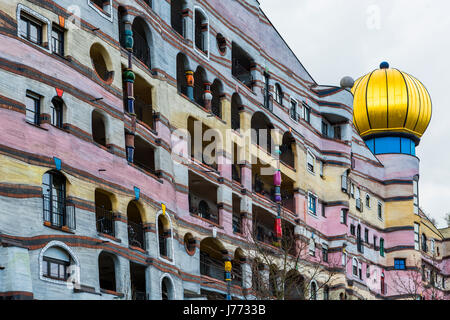 Waldspirale or forest spiral, apartment building designed by Friedensreich Hundertwasser, Darmstadt, Germany Stock Photo