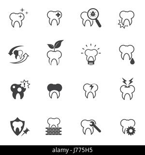 Tooth, Teeth and Dental icons set Stock Vector