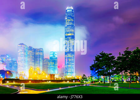 HONG KONG, CHINA - APRIL 25: View of skyscrapers and architecture from Tamar park in the financial district of Hong Kong on April 25, 2017 in Hong Kon Stock Photo