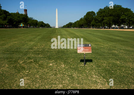 grassy lawn area closed for turf renovation on the national mall Washington DC USA Stock Photo