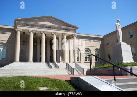District of Columbia City Hall now the court of appeals and abraham lincoln statue judiciary square Washington DC USA Stock Photo