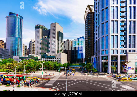 TAIPEI, TAIWAN - APRIL 30: This is a view of Banqiao district modern architecture and high rise buildings in New Taipei on April 30, 2017 in Taipei Stock Photo