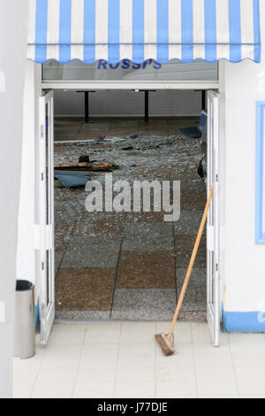 Southend-on-Sea, Essex, UK. 23rd May. 2017. A car has driven into the Rossi's Ice Cream Parlour on Western Esplanade causing the parlour to be shut down and closing down part of the seafront whilst structural repairs take place. It is not known at this time when it will reopen. Penelope Barritt/Alamy Live News Stock Photo