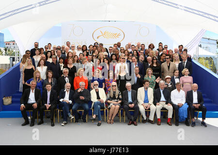 (170523) -- CANNES, May 23, 2017 (Xinhua) -- Invited guests pose for a photocall in Cannes, France on May 23, 2017. A special party celebrating the 70th anniversary of the Cannes Film Festival will be held on Tuesday night. (Xinhua/Mathilde Petit) (lrz) Stock Photo