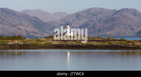 The Lighthouse of Isle Ornsay off the coast os Skye in the Scottish Highlands Stock Photo