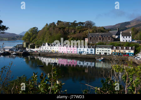 The pretty harbour at Portree on the Isle Of Skye in Scotland Stock Photo