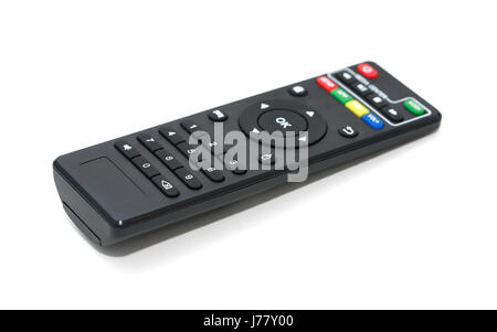 Modern compact TV remote control on white background Stock Photo