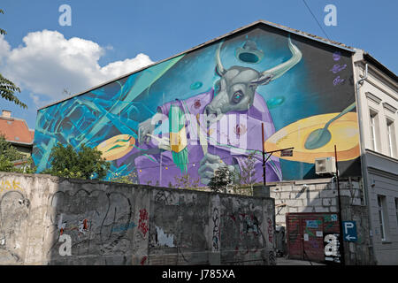 Stunning murals on the streets of Budapest, Hungary. Stock Photo