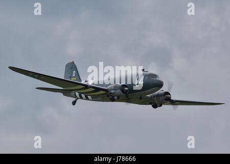 The Aces High Douglas C-47 Skytrain with World War 2 D-Day markings Stock Photo