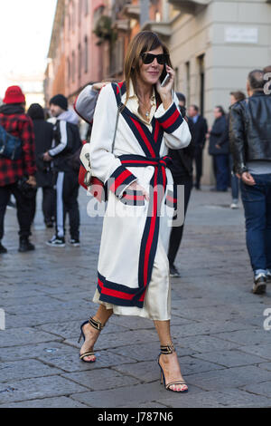 Anna Dello Russo on the streets of Milan during the Milan Fashion Week Fall/Winter 2017 Stock Photo