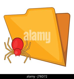 Folder with a bug icon in cartoon style isolated on white background vector illustration Stock Vector