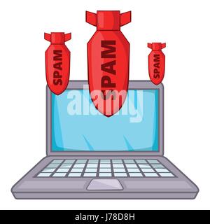 Mail bomb icon in cartoon style isolated on white background vector ...