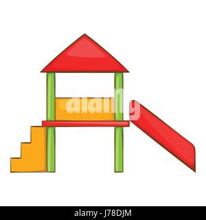 Playhouse with slide icon in cartoon style isolated on white background vector illustration Stock Vector