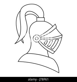 Medieval helmet icon, outline style Stock Vector Art & Illustration ...