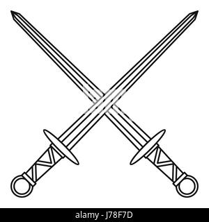 Medieval swords icon in outline style on a white background vector illustration Stock Vector