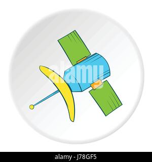 Satellite icon in cartoon style on white circle background. Connection symbol vector illustration Stock Vector