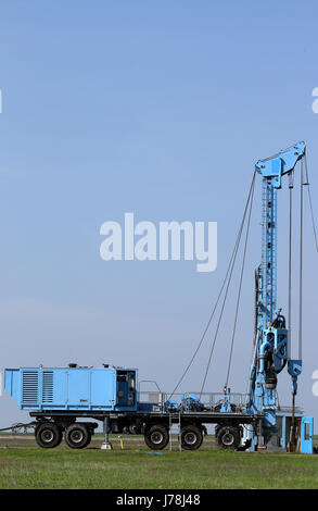 geology and oil exploration mobile drilling rig vehicle Stock Photo