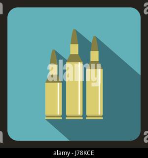 Bullet ammunition icon in flat style with long shadow vector illustration Stock Vector