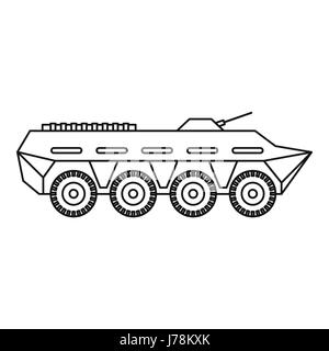 Army battle tank icon in outline style isolated on white background vector illustration Stock Vector
