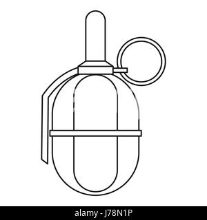 Hand paintball grenade icon in outline style on a white background vector illustration Stock Vector