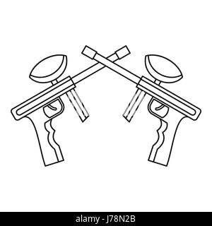Paintball guns icon in outline style on a white background vector illustration Stock Vector