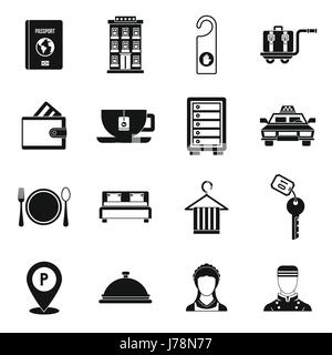 Hotel icons set in simple style. Hotel accommodation services set collection vector illustration Stock Vector