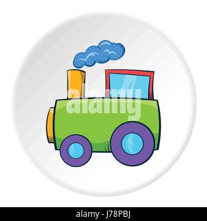 Train icon in cartoon style isolated on white circle background. Toy symbol vector illustration Stock Vector