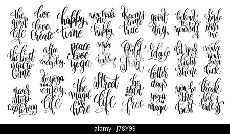 set of 25 hand lettering motivational quotes Stock Vector