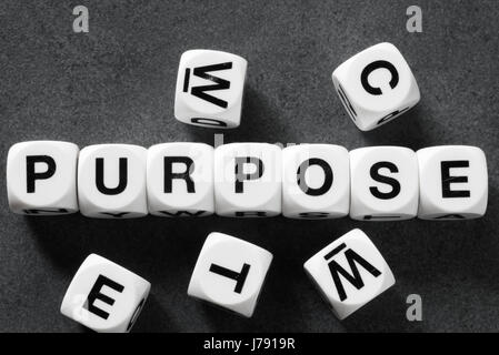 word purpose on white toy cubes Stock Photo