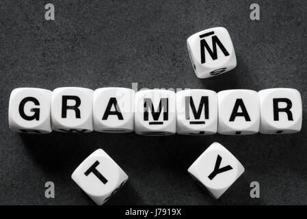 word grammar on white toy cubes Stock Photo