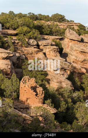 Painted Hand Pueblo at sunset, Canyons of the Ancients National Monument, Colorado. Stock Photo