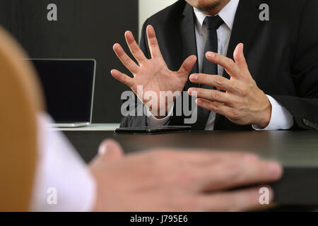Co working team meeting concept,businessman using smart phone and digital tablet and laptop computer in modern office Stock Photo