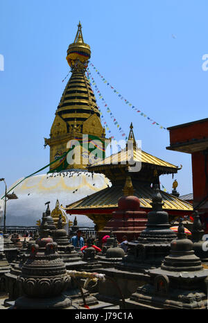 Swayambhu (Swayambhunath) Stupa in Kathmandu, Nepal. Monkey Temple. Stock Photo