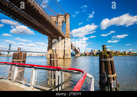 New York City, Brooklyn Bridge, East River Stock Photo
