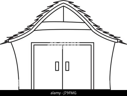 manger house wooden nativity design outline Stock Vector